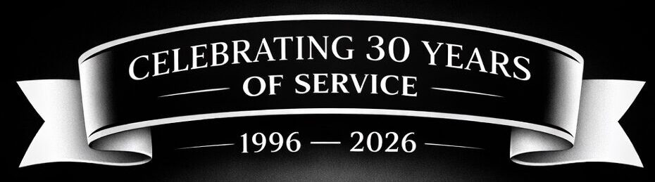 A Secret Garden, Vail Colorado celebrating 30 years of luxury floral design services in Vail Village with elegant black and silver anniversary banner